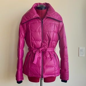 Danier pink leather down-filled coat S